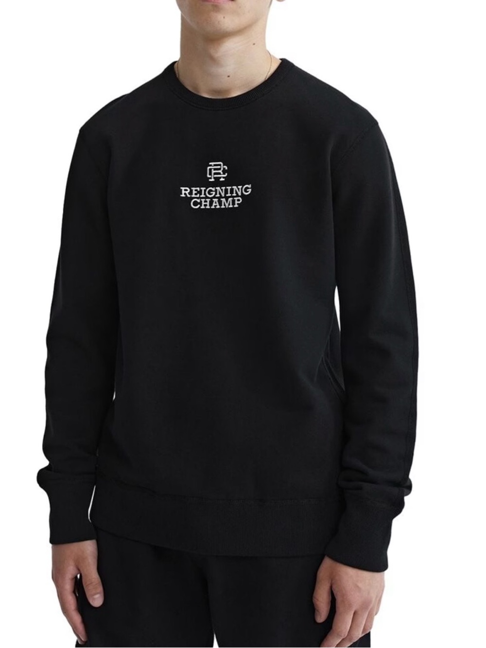Reigning Champ The Lockup Embroidered Midweight Terry Crewneck Sweatshirt Size L